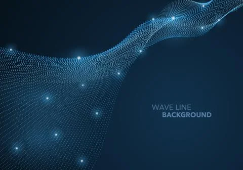Futuristic abstract wave dot gradient line and illuminated light ball templat Stock Illustration