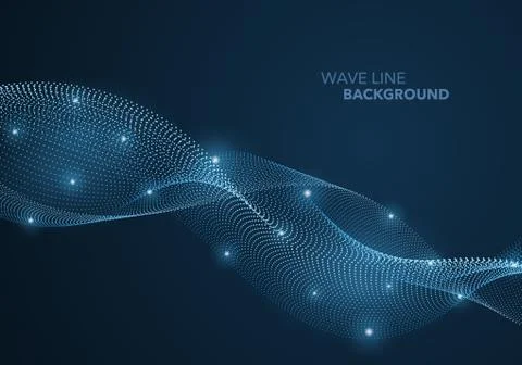 Futuristic abstract wave dot gradient line and illuminated light ball templat Illustrazione stock
