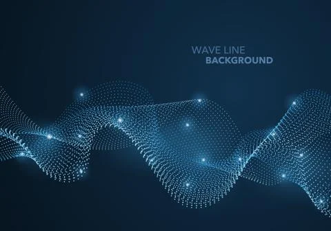 Futuristic abstract wave dot gradient line and illuminated light ball templat Stock Illustration