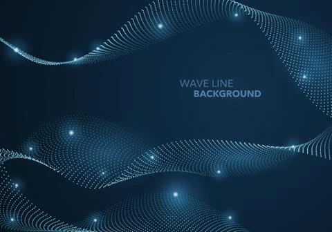 Futuristic abstract wave dot gradient line and illuminated light ball templat Stock Illustration