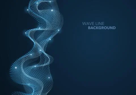 Futuristic abstract wave dot gradient line and illuminated light ball templat Stock Illustration