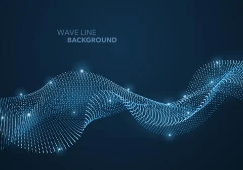 Futuristic abstract wave dot gradient line and illuminated light ball templat Stock Illustration