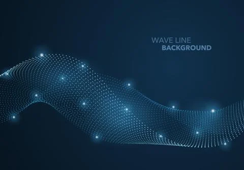 Futuristic abstract wave dot gradient line and illuminated light ball templat 스톡 일러스트