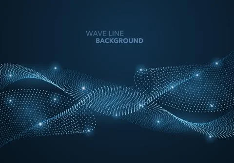 Futuristic abstract wave dot gradient line and illuminated light ball templat Stock Illustration
