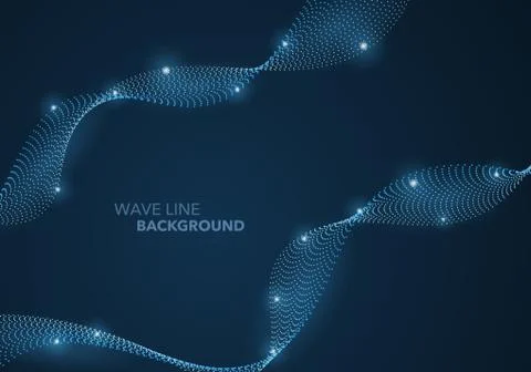 Futuristic abstract wave dot gradient line and illuminated light ball templat 스톡 일러스트