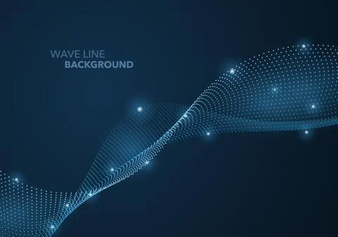 Futuristic abstract wave dot gradient line and illuminated light ball templat Stock-Illustration