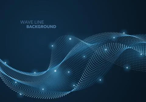 Futuristic abstract wave dot gradient line and illuminated light ball templat 스톡 일러스트
