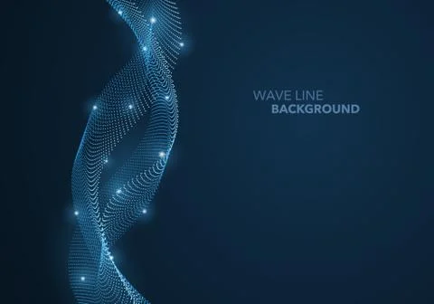 Futuristic abstract wave dot gradient line and illuminated light ball templat Stock-Illustration