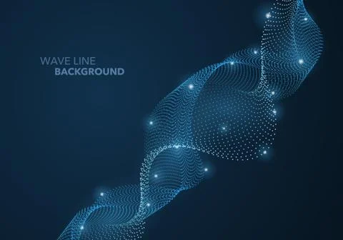 Futuristic abstract wave dot gradient line and illuminated light ball templat Illustrazione stock
