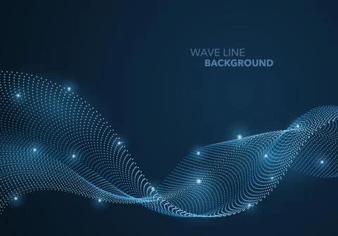 Futuristic abstract wave dot gradient line and illuminated light ball templat Stock Illustration