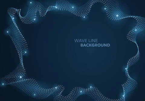Futuristic abstract wave dot gradient line and illuminated light ball templat Stock Illustration