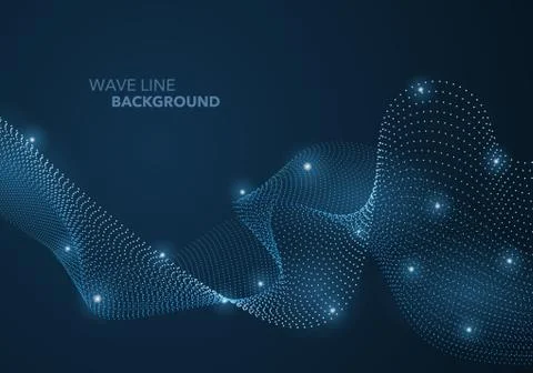 Futuristic abstract wave dot gradient line and illuminated light ball templat 스톡 일러스트