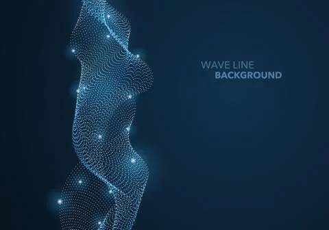 Futuristic abstract wave dot gradient line and illuminated light ball templat イラスト素材