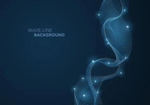 Futuristic abstract wave dot gradient line and illuminated light ball templat Stock Illustration