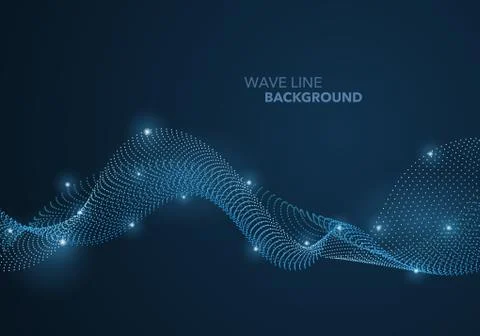 Futuristic abstract wave dot gradient line and illuminated light ball templat Stock Illustration