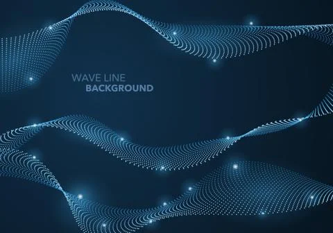 Futuristic abstract wave dot gradient line and illuminated light ball templat Stock-Illustration