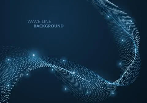 Futuristic abstract wave dot gradient line and illuminated light ball templat Illustrazione stock