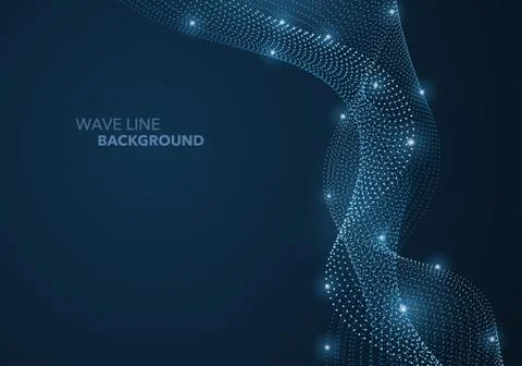 Futuristic abstract wave dot gradient line and illuminated light ball templat Stock-Illustration