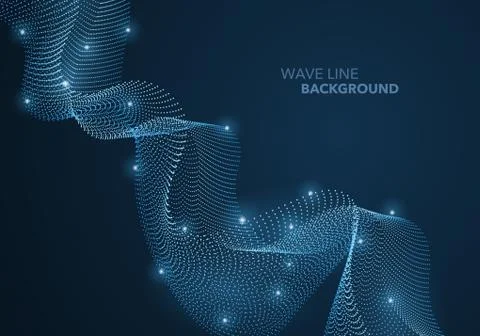 Futuristic abstract wave dot gradient line and illuminated light ball templat Stock-Illustration