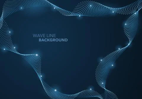 Futuristic abstract wave dot gradient line and illuminated light ball templat Stock Illustration
