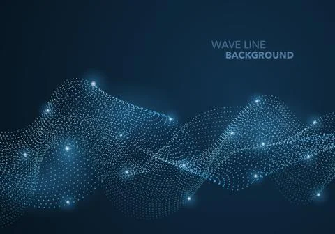 Futuristic abstract wave dot gradient line and illuminated light ball templat Stock Illustration