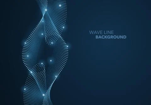 Futuristic abstract wave dot gradient line and illuminated light ball templat Stock-Illustration