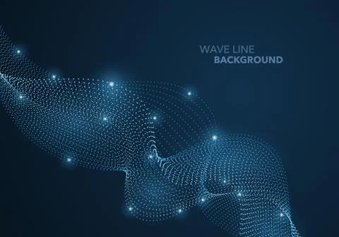 Futuristic abstract wave dot gradient line and illuminated light ball templat Stock Illustration