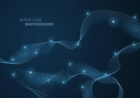 Futuristic abstract wave dot gradient line and illuminated light ball templat Stock Illustration