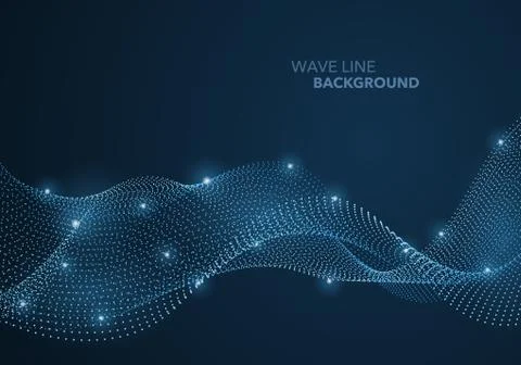 Futuristic abstract wave dot gradient line and illuminated light ball templat Stock Illustration