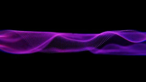 Futuristic Abstract Waves with Purple Light and Particles Illustrazione stock