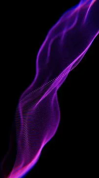 Futuristic Abstract Waves with Purple Light and Particles Stock Illustration