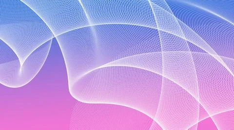 Futuristic abstract wavy lines on gradient blue-pink background Stock Illustration
