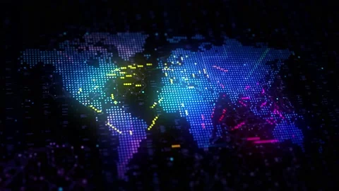 Futuristic abstract world map data in cyber space Stock Footage 229125793