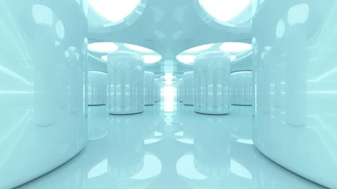 Futuristic abstraction of the future, 3d animation of glowing pillars Stock Footage 154483501
