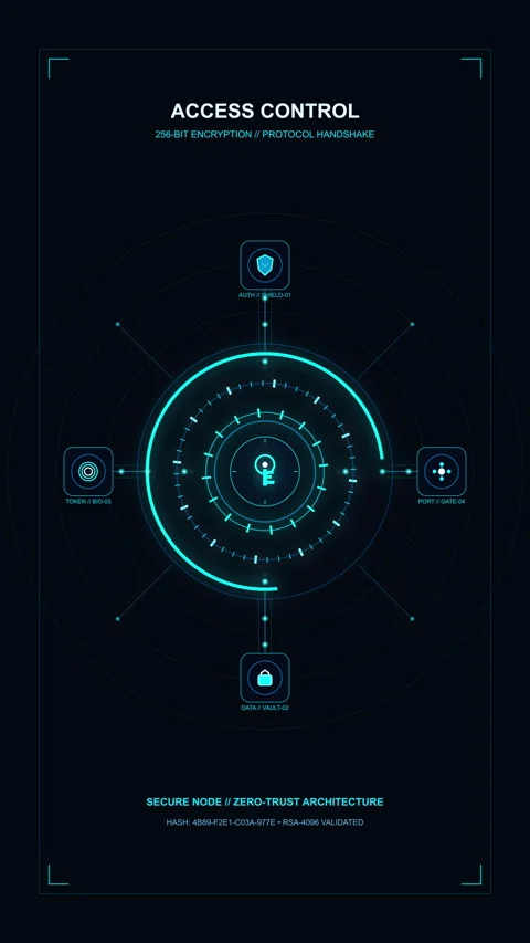 Futuristic access control radar with digital interface scan, motion graphic.. Stock Footage 348334264