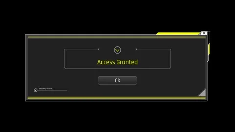 Futuristic Access Granted System Message With Security Confirmation Button Stock Footage 340553566