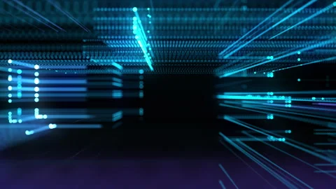 Futuristic Advanced Data Grid Motion Background With Camera Flythrough Stock Footage 335956447
