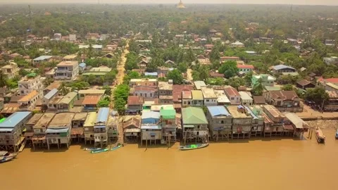  Futuristic aerial view panorama of developing Yangon city , Aerial view of Sule Stock Footage 318471061