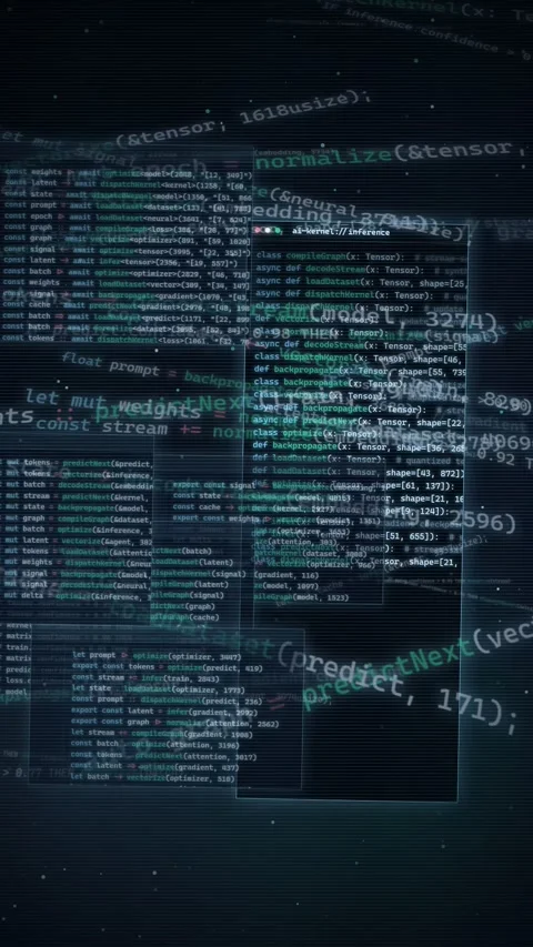 Futuristic AI and Machine Learning Programming Code Background 動画素材 335342687