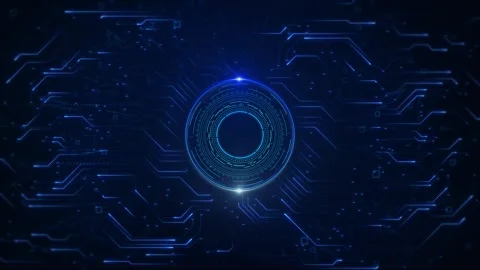 Futuristic AI artificial intelligence data mining circuit board electronic deep Stock Footage 313727247