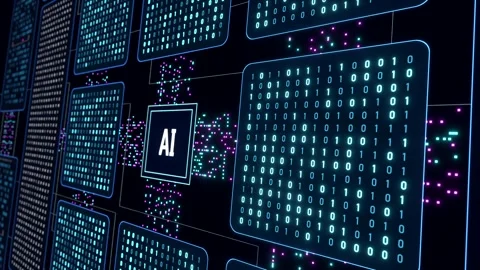 Futuristic AI artificial intelligence system, deep learning, big data. Video stock 322521286