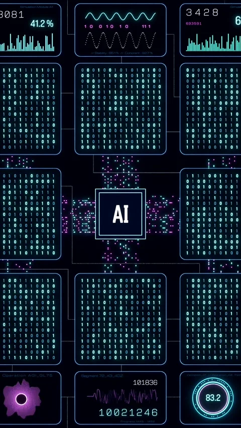 Futuristic AI artificial intelligence system, deep learning, big data Stock Footage 326320231