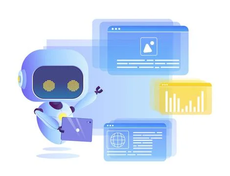 Futuristic AI assistant with data. Vector illustration 스톡 일러스트