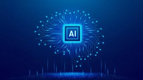 Futuristic AI background concept 库存插图