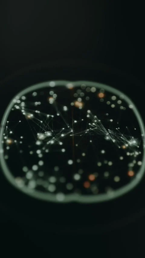 Futuristic AI brain with active node connections Stock Footage 332048373