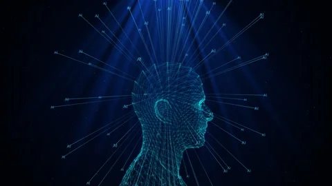Futuristic AI Brain Digital Network Data on Dark Backgraound Stock Footage 336306065