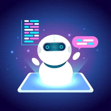 Futuristic AI Chatbot with Digital Interaction Stock Illustration