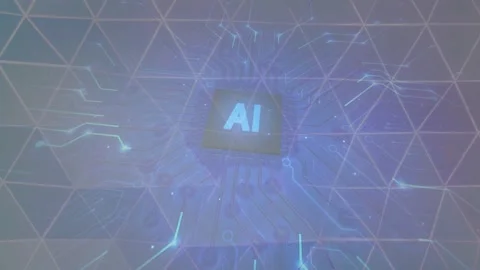 Futuristic ai chip animation with glowing connectivity modern digital grid backg Stock Footage 327318837
