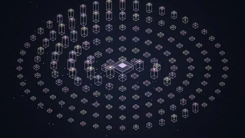 Futuristic AI chip with glowing data streams and connected nodes on a dark .. Stock Footage 348792963