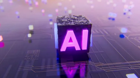Futuristic AI Chip Glowing in Digital Environment Stock Footage 309866155